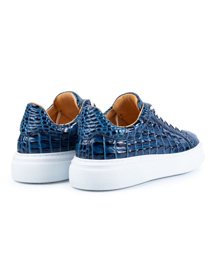 Pantofi Sport Idolo PSB3 Croco Albastru  -  Bărbați
