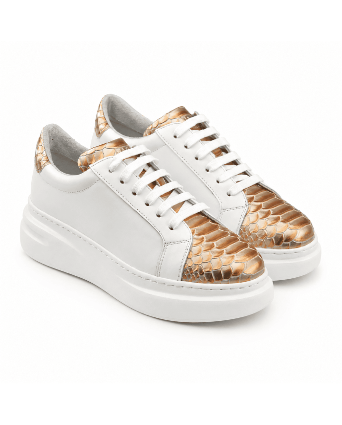 Pantofi Sport Idolo PS1 White/Gold -  Damă