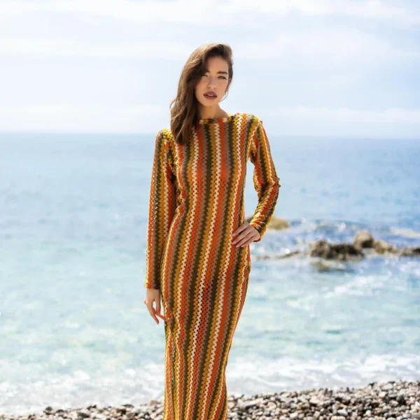 Rochie de plajă Sofia – model lung cu spatele decupat