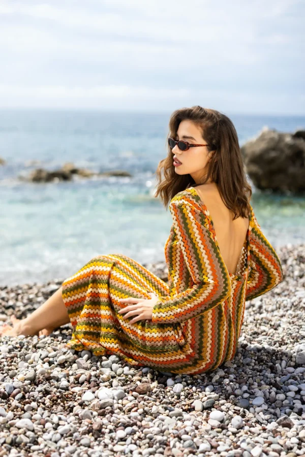 Rochie de plajă Sofia – model lung cu spatele decupat