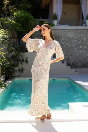 Rochie lungă damă Lorena – model floral lejer