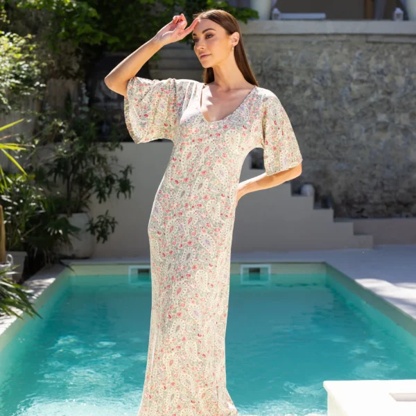 Rochie lungă damă Lorena – model floral lejer