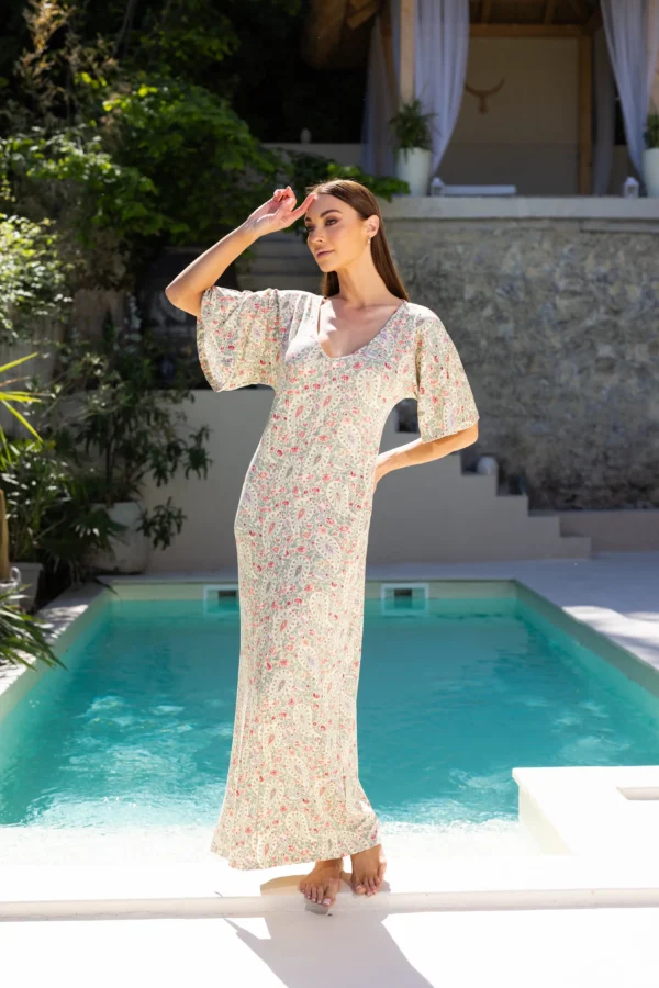 Rochie lungă damă Lorena – model floral lejer