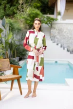Rochie midi damă Mirabella – croială tip cămașă și imprimeu abstract