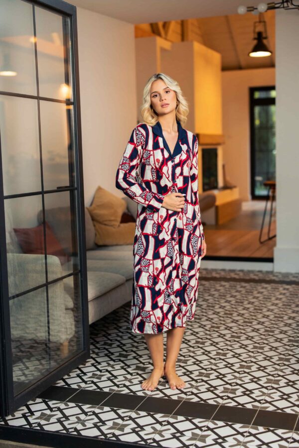 Cămașă de noapte damă Irina – model tip rochie cu nasturi