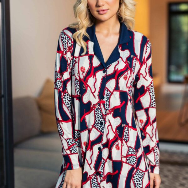 Cămașă de noapte damă Irina – model tip rochie cu nasturi