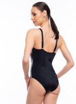 Costum de baie damă Capri – model întreg, negru cu imprimeu abstract