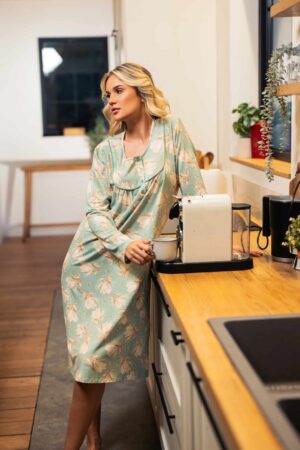 Cămașă de noapte damă Celia – model lung cu imprimeu floral