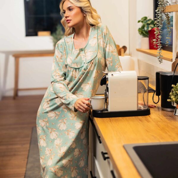 Cămașă de noapte damă Celia – model lung cu imprimeu floral