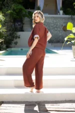Compleu damă Ana Maria – bluză și pantaloni - teracota