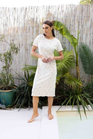 Cămașă de noapte damă Loreta – model din bumbac cu imprimeu floral