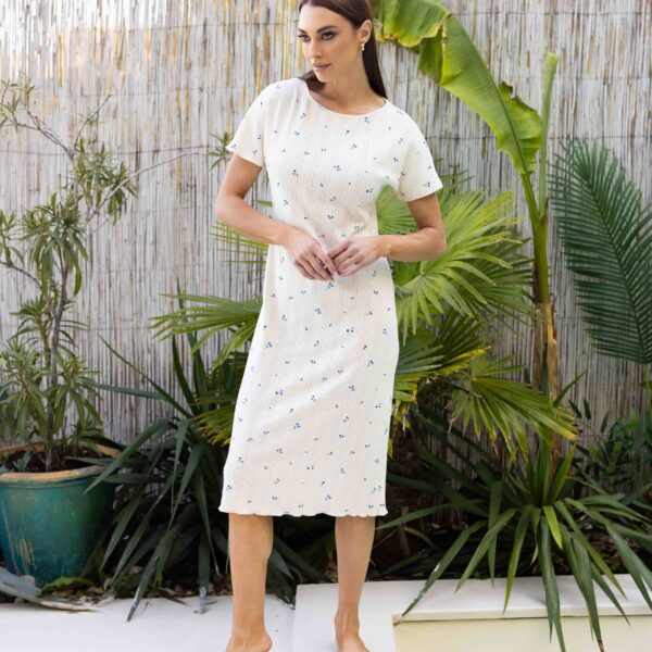 Cămașă de noapte damă Loreta – model din bumbac cu imprimeu floral