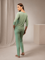 Pijama damă Gabriella – bluză cu mâneci 3/4 și pantaloni lungi -verde