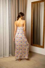 Cămașă de noapte damă Stella – model lung cu bretele și imprimeu floral