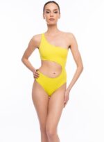 Costum de baie damă Veronica– model întreg asimetric, galben